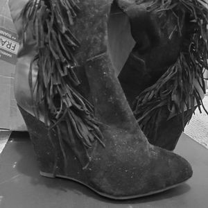 Knee high wedge boots